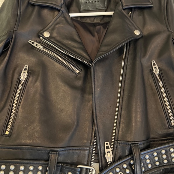 New Black NYC genuine leather studded jacket XS black - Picture 2 of 4
